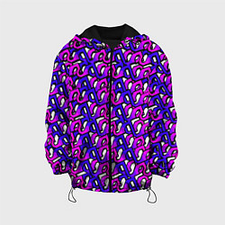Куртка с капюшоном детская Фиолетовый узор и чёрная обводка, цвет: 3D-черный