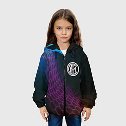 Куртка с капюшоном детская Inter футбольная сетка, цвет: 3D-черный — фото 2