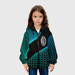 Куртка с капюшоном детская AC Milan football net, цвет: 3D-черный — фото 2