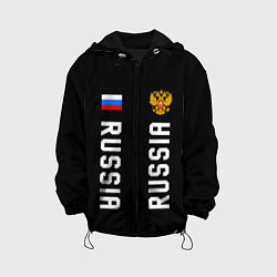 Куртка с капюшоном детская Россия три полоски на черном фоне, цвет: 3D-черный