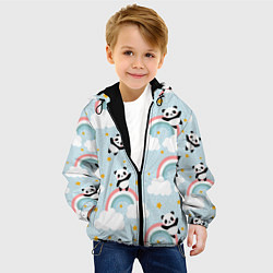 Куртка с капюшоном детская Панда на радуге, цвет: 3D-черный — фото 2