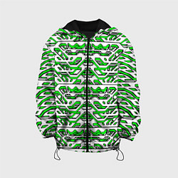 Куртка с капюшоном детская Техно броня зелёно-белая, цвет: 3D-черный