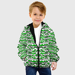 Куртка с капюшоном детская Техно броня зелёно-белая, цвет: 3D-черный — фото 2