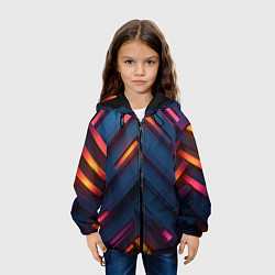 Куртка с капюшоном детская Неоновый узор стальные раскалённые пластины, цвет: 3D-черный — фото 2