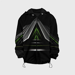 Куртка с капюшоном детская Black green abstract nvidia style, цвет: 3D-черный