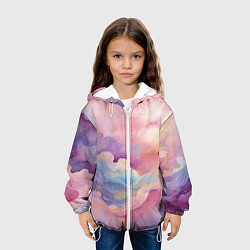 Куртка с капюшоном детская Нежные сказочные облака, цвет: 3D-белый — фото 2
