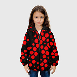Куртка с капюшоном детская Красные соты броня, цвет: 3D-черный — фото 2