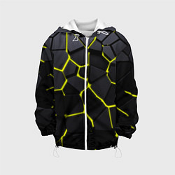 Куртка с капюшоном детская Желтые плиты киберпанк, цвет: 3D-белый