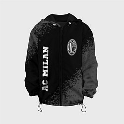 Куртка с капюшоном детская AC Milan sport на темном фоне вертикально, цвет: 3D-черный