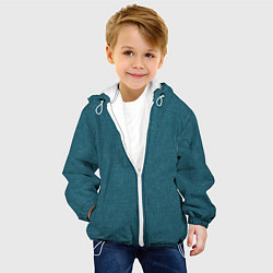 Куртка с капюшоном детская Умеренный зеленовато-синий однотонный текстура, цвет: 3D-белый — фото 2