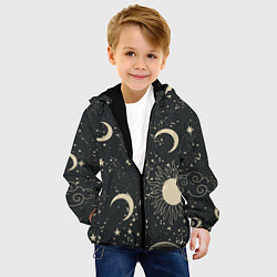 Куртка с капюшоном детская Звёздная карта с лунами и солнцем, цвет: 3D-черный — фото 2