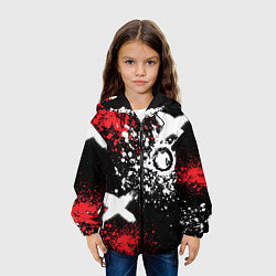 Куртка с капюшоном детская Дракон уроборос на фоне брызг красок и граффити, цвет: 3D-черный — фото 2