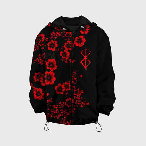 Детская куртка Клеймо жертвы из аниме Берсерк - красные цветы / 3D-Черный – фото 1