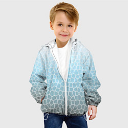 Куртка с капюшоном детская Светлый серо-голубой паттерн мозаика, цвет: 3D-белый — фото 2