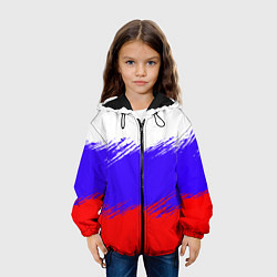 Куртка с капюшоном детская Триколор штрихи, цвет: 3D-черный — фото 2