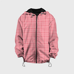 Куртка с капюшоном детская Лососево-розовый клетчатый, цвет: 3D-черный