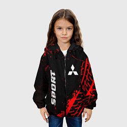 Куртка с капюшоном детская Mitsubishi red sport tires, цвет: 3D-черный — фото 2