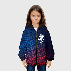 Куртка с капюшоном детская Portal неоновые соты, цвет: 3D-черный — фото 2