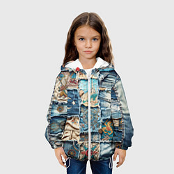 Куртка с капюшоном детская Пэчворк из Турции, цвет: 3D-белый — фото 2