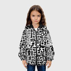 Куртка с капюшоном детская Чёрно-белая глитч инфекция, цвет: 3D-черный — фото 2