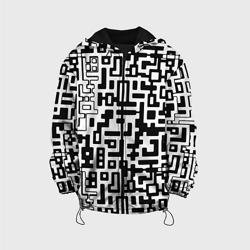 Детская куртка Чёрно-белая глитч инфекция / 3D-Черный – фото 1