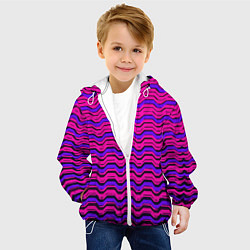 Куртка с капюшоном детская Розовые линии и чёрные полосы, цвет: 3D-белый — фото 2