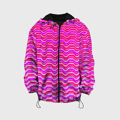 Детская куртка Розовые линии и белые полосы / 3D-Черный – фото 1