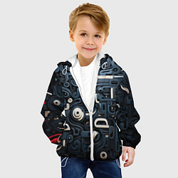 Куртка с капюшоном детская Паттерн-узор из толстых линий, цвет: 3D-белый — фото 2