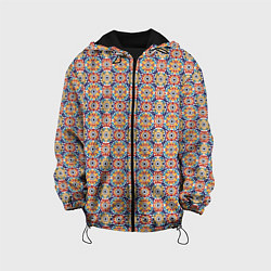 Куртка с капюшоном детская Марокканская мозаика цветочный узор, цвет: 3D-черный