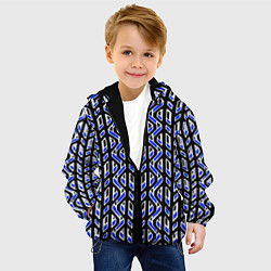 Куртка с капюшоном детская Чёрно-синий паттерн конструкция, цвет: 3D-черный — фото 2