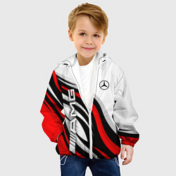 Куртка с капюшоном детская Mercedes benz AMG - белый с красным, цвет: 3D-белый — фото 2