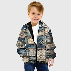Куртка с капюшоном детская State California - пэчворк, цвет: 3D-черный — фото 2