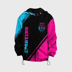 Куртка с капюшоном детская Sporting - neon gradient вертикально, цвет: 3D-черный