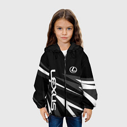 Куртка с капюшоном детская Лексус - монохромная абстракция, цвет: 3D-черный — фото 2
