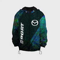Куртка с капюшоном детская Mazda sport glitch blue, цвет: 3D-черный