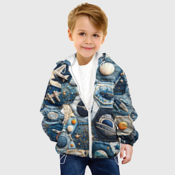 Куртка с капюшоном детская Пэчворк с авиацией, цвет: 3D-белый — фото 2