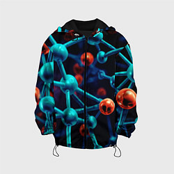 Куртка с капюшоном детская Молекулы под микроскопом, цвет: 3D-черный