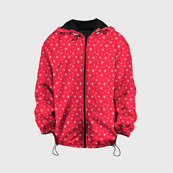 Куртка с капюшоном детская Розово-красный со звёздочками, цвет: 3D-черный