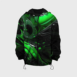 Куртка с капюшоном детская Green dark abstract geometry style, цвет: 3D-черный