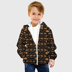 Куртка с капюшоном детская Коричневые кирпичики на чёрном фоне, цвет: 3D-белый — фото 2
