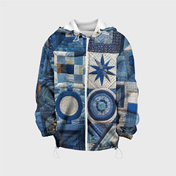 Куртка с капюшоном детская Denim patchwork - ai art, цвет: 3D-белый