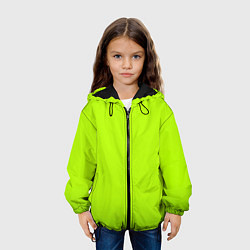 Куртка с капюшоном детская Яркий салатовый с лёгким затемнением, цвет: 3D-черный — фото 2