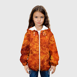Куртка с капюшоном детская Пламя 8бит текстура, цвет: 3D-белый — фото 2