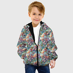 Куртка с капюшоном детская Объемная сирень паттерн, цвет: 3D-черный — фото 2