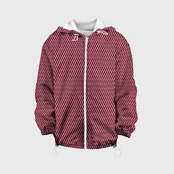 Куртка с капюшоном детская Розовый имитация сетки паттерн, цвет: 3D-белый