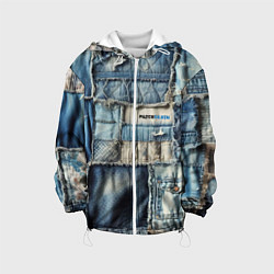 Куртка с капюшоном детская Patchwork denim - vogue, цвет: 3D-белый