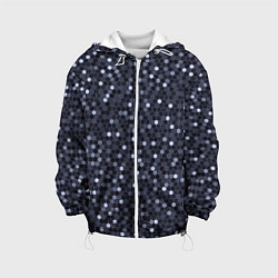 Куртка с капюшоном детская Соты металлический синий, цвет: 3D-белый