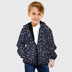 Куртка с капюшоном детская Соты металлический синий, цвет: 3D-черный — фото 2