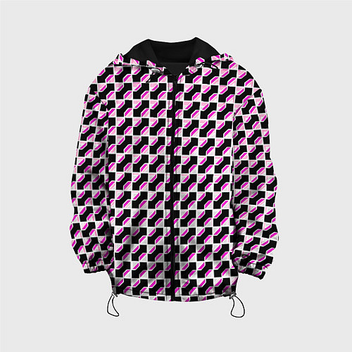 Детская куртка Чёрно-розовые ячейки / 3D-Черный – фото 1
