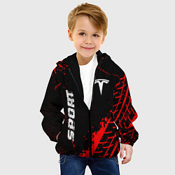 Куртка с капюшоном детская Tesla red sport tires, цвет: 3D-черный — фото 2